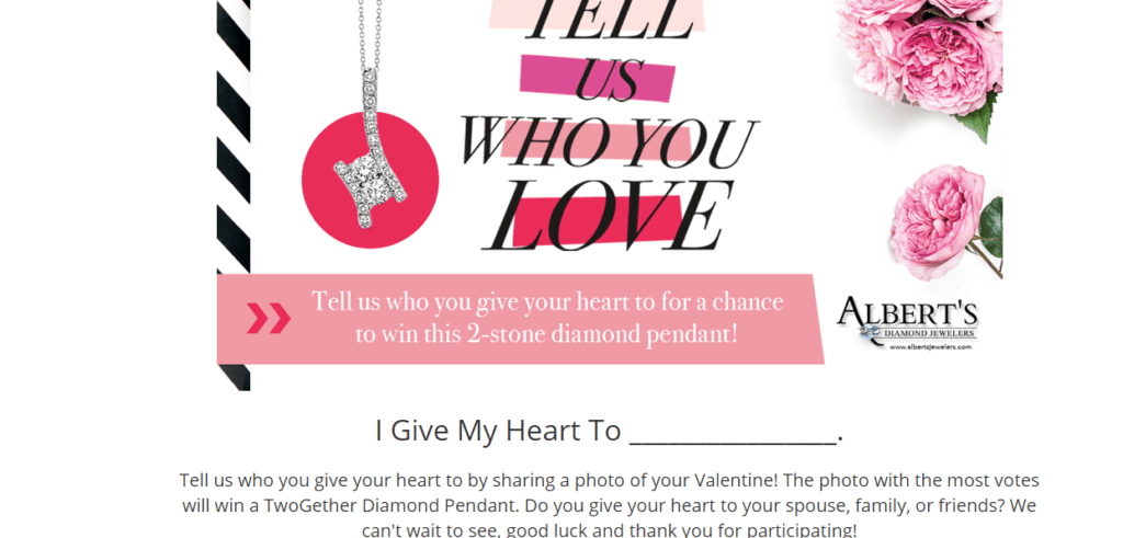 Albert's valentine contest for building email list