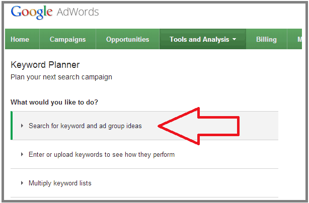 google keyword planner