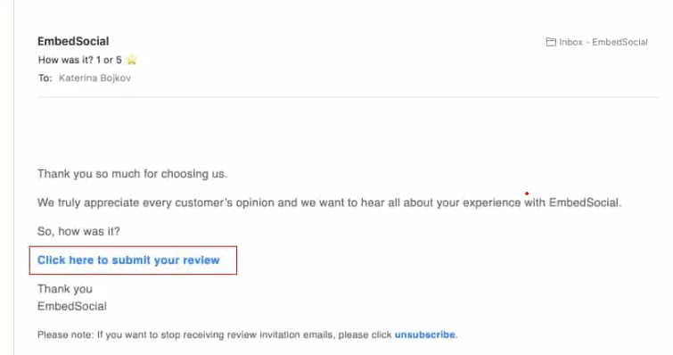 email review sample