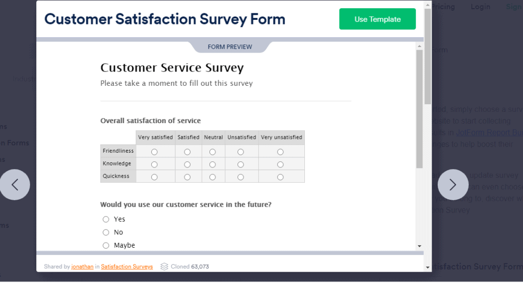 Customer satisfaction survey form sample for gathering reviews