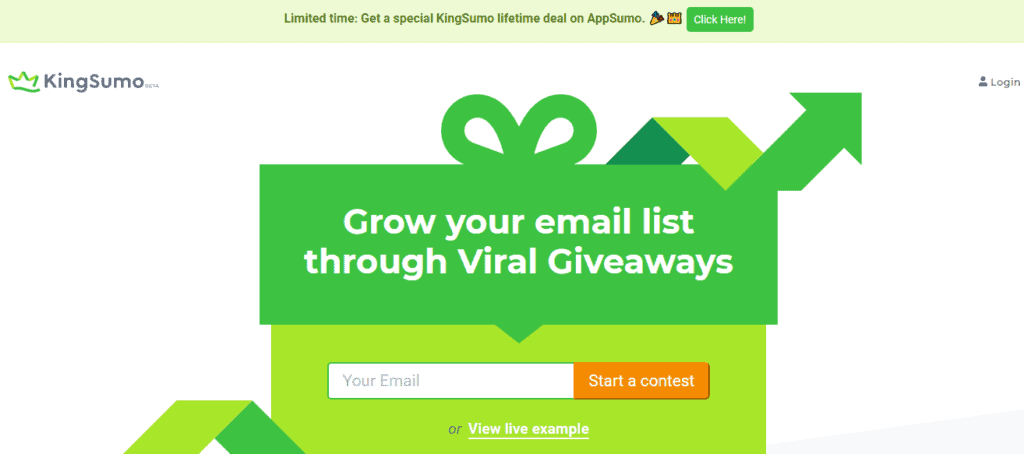 Giveaway platform for building email subscribers list