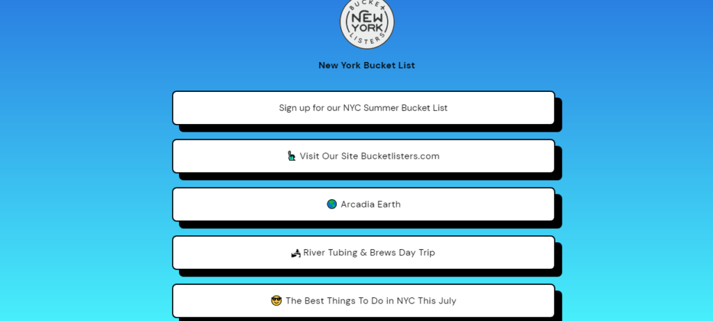 New york bucket list linktree link for building email list