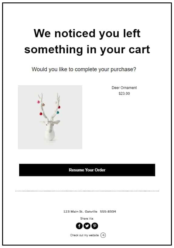 abandoned email sample for ecommerce automation purposes