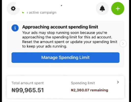 approaching account spending limit